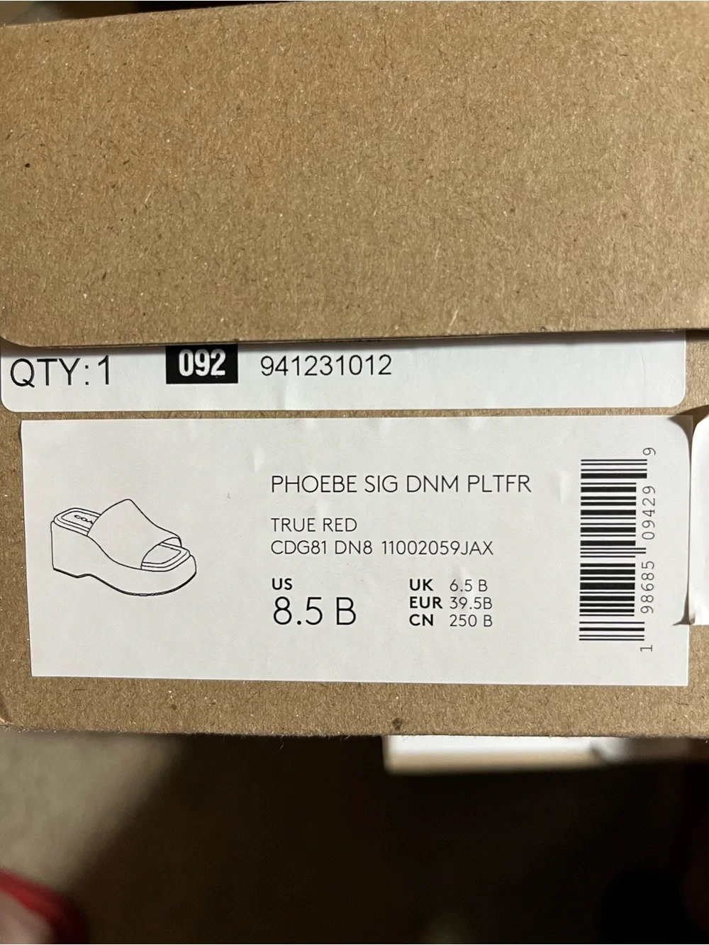 NIB COACH Women Phoebe Platform Sandal Signature Denim True Red